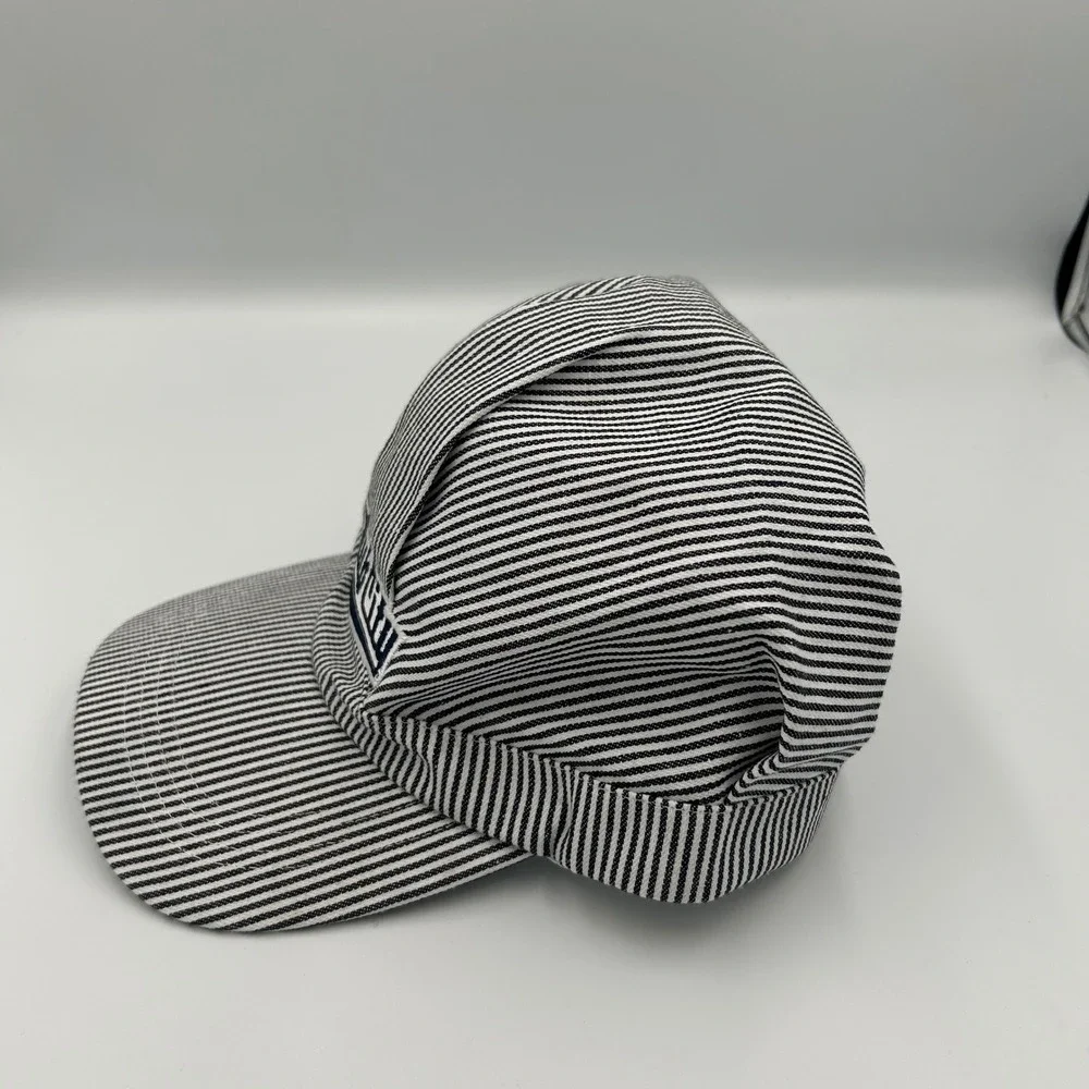 BWM Global Engineer Hat Blue White Hickory Stripe Hub City Snapback